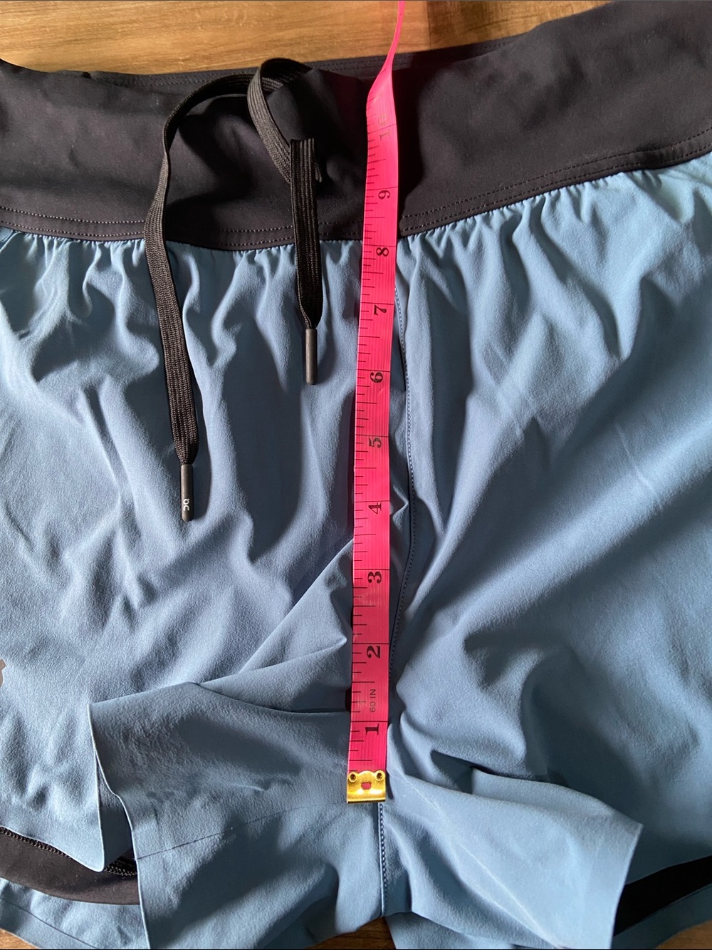 On Running Blue Women's Athletic Shorts with Black Waistband - Picture 5 of 6